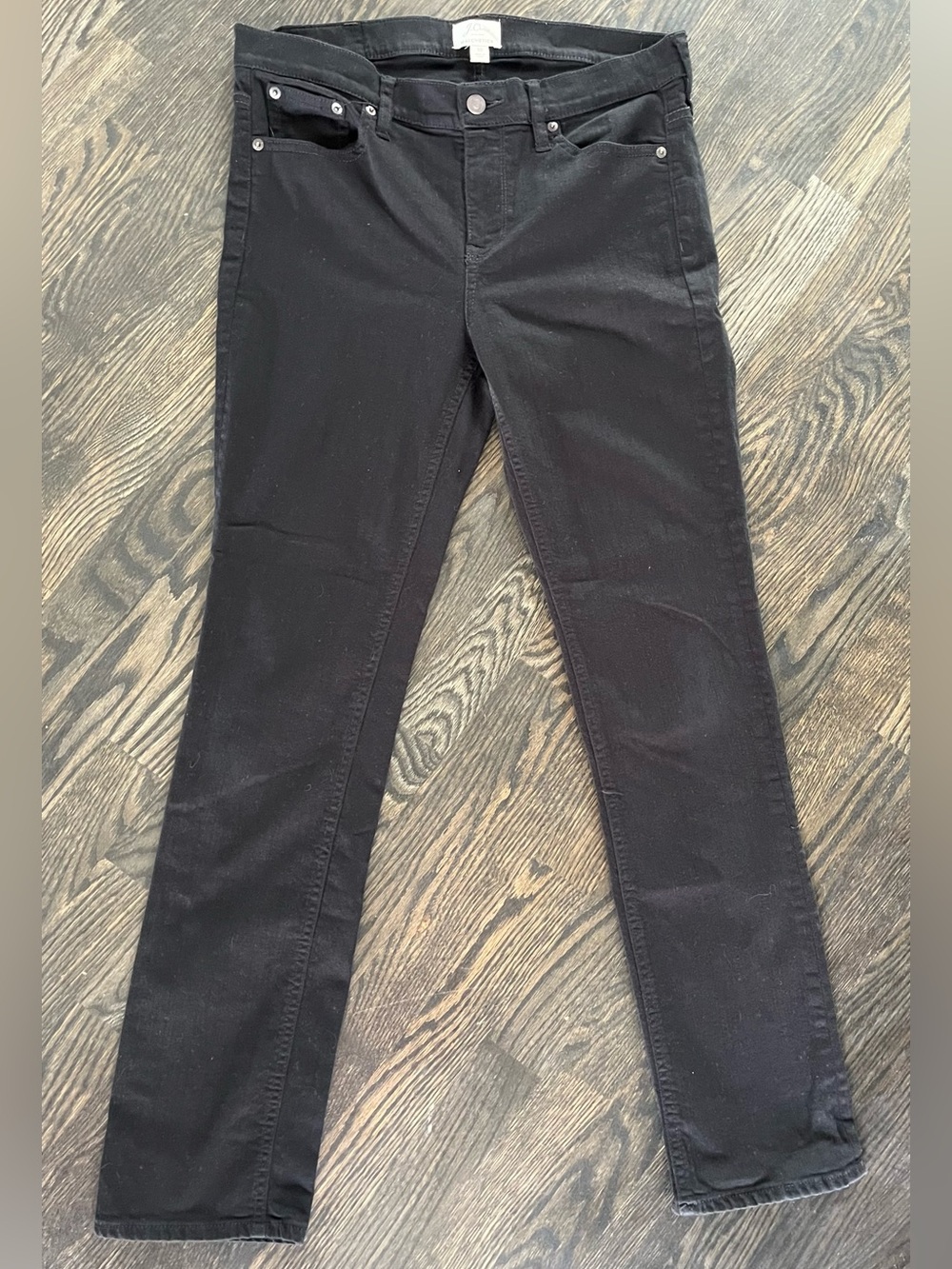 J. Crew Matchstick Black Stretch Slim Straight Leg Mid-Rise Jeans Size 30